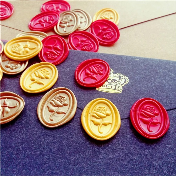 Set of 5 Rose Self Adhesive Wax Seals - Picture 2 of 2